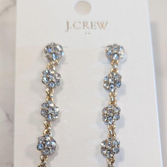 J.Crew Factory Linear Crystal Flower Statement Earrings - Picture 4 of 6